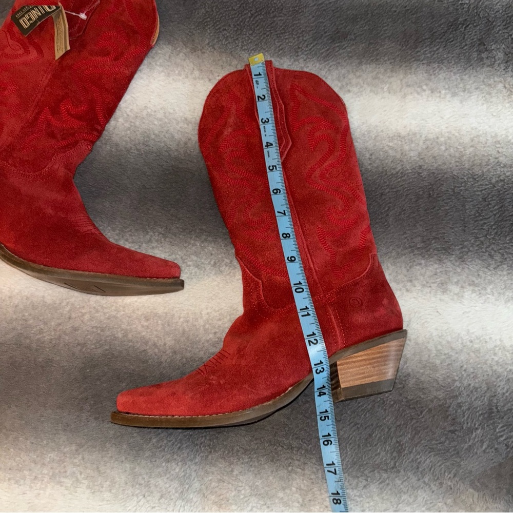 🚫SOLD🚫Dingo Red Suede Out West Western Cowboy Boots Size 7M Snip Toe Leather NWT - Picture 10 of 13